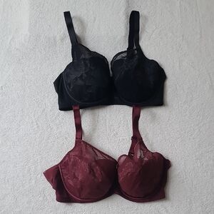 Understance Bundle Petal Smooth Lace FlexWire 34DD bra Bundle Wine Black Lace